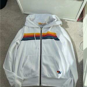 Aviator Nation 5 Stripe Hoodie – White (Size M)